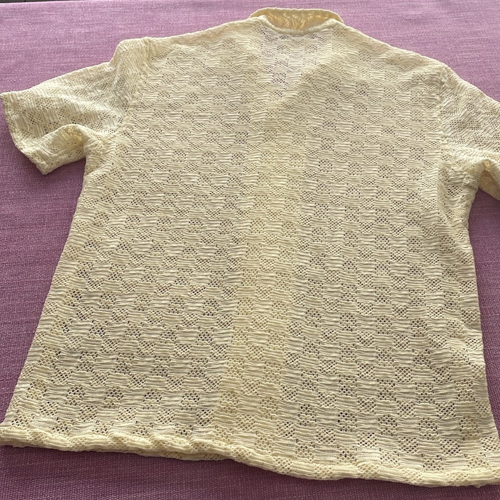 Aime Leon Dore Cream Lace Short Sleeve Shirt. - Picture 4 of 4
